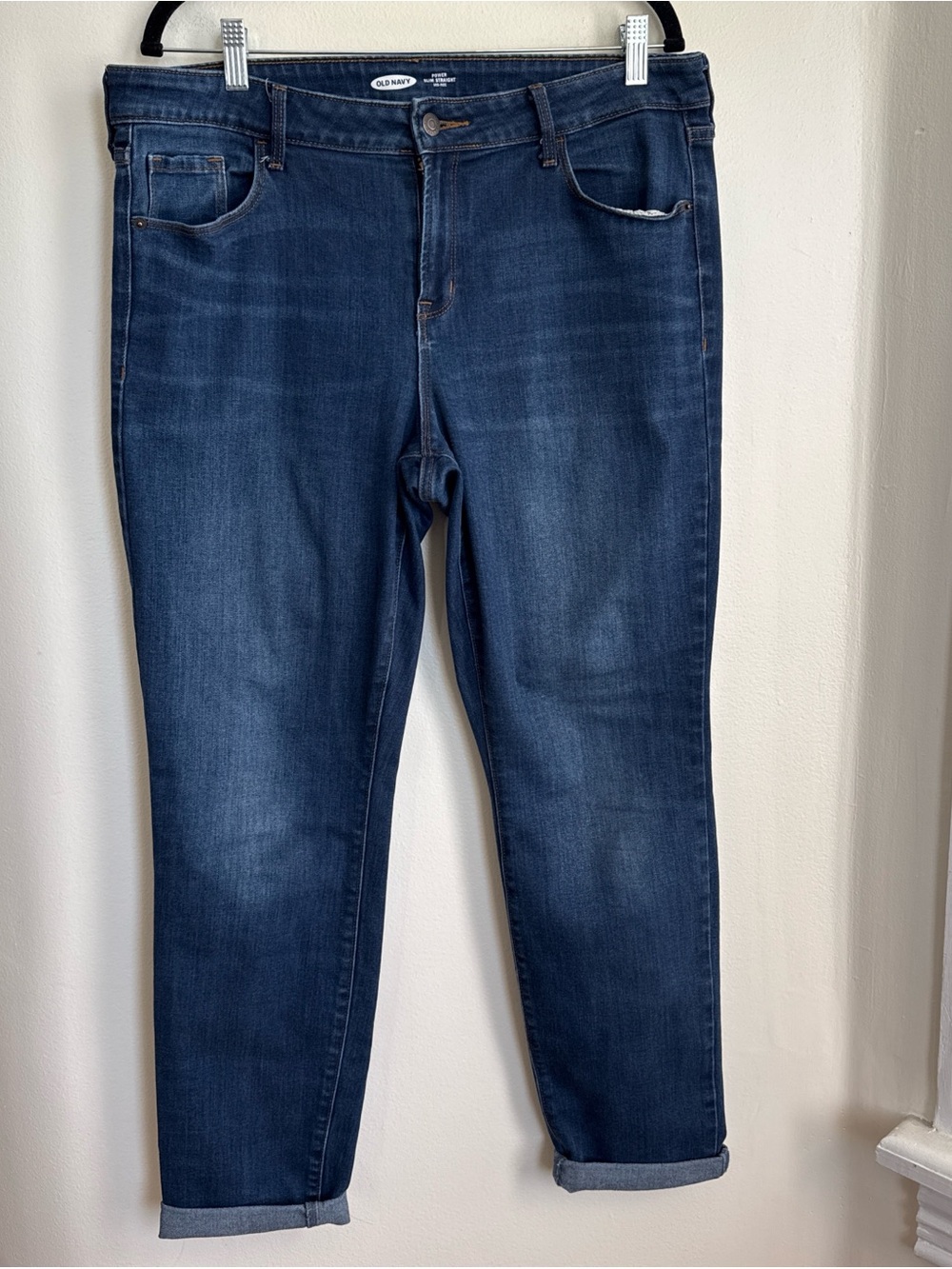 Old Navy Dark Wash Slim Straight Long Leg Jeans